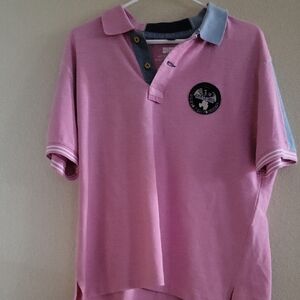 Napapijri Pink Vintage Rare Mens Patchwork Polo Shirt
